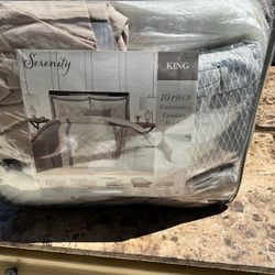 Brand New Serenity 10 Piece Embroidery Complete Bed Set King Size