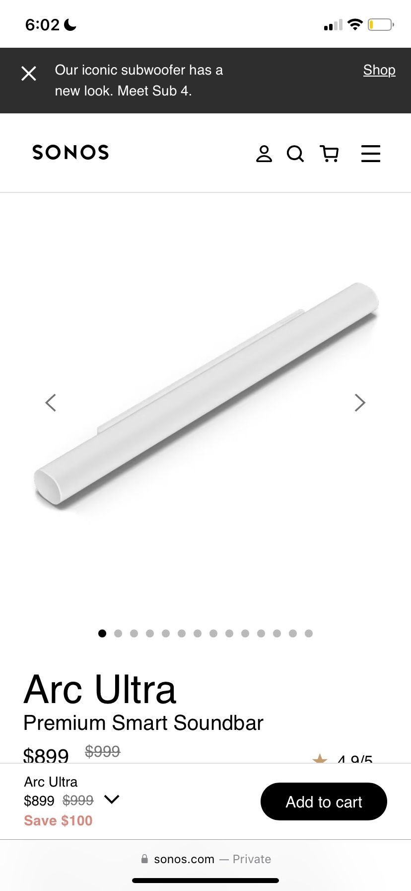 Sonos Arc Beam White
