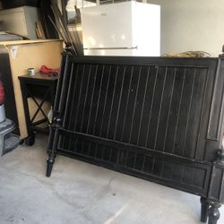 Queen Size Wood, Headboard, And Footboard Side Rails With It