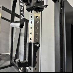 Commercial Half Rack with Functional Trainer Cable Pulley System with 200lb Weight Stacks