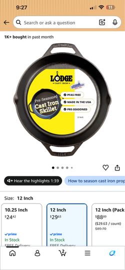 Lodge 12-Inch Pre-Seasoned Cast Iron Skillet