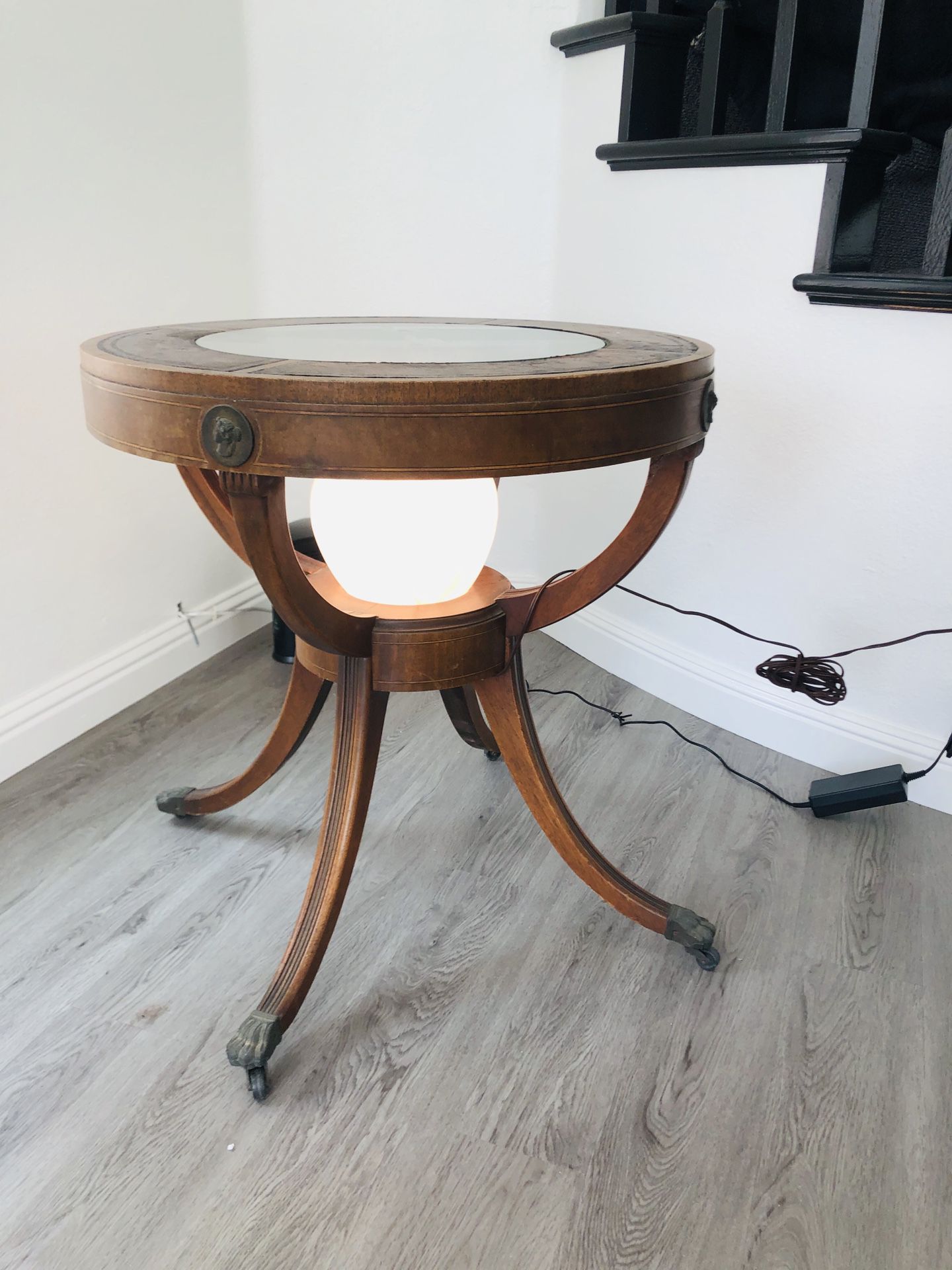 Antique table with light