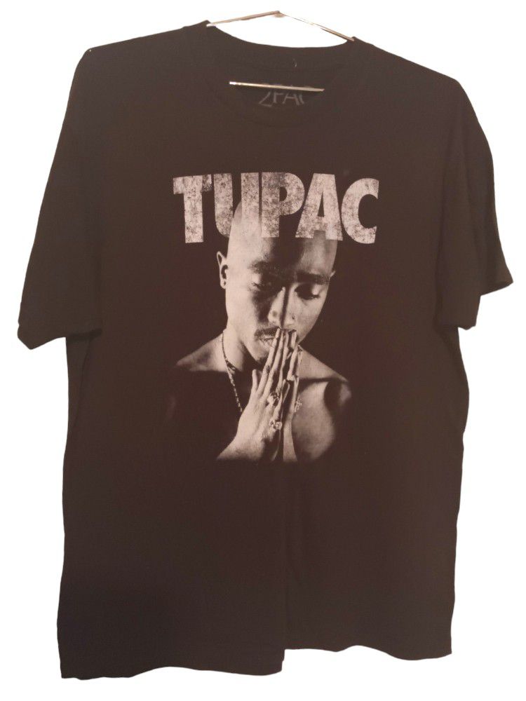Tupac Praying Hands Black Shirt Size L Pre Owned Perfect Condition 