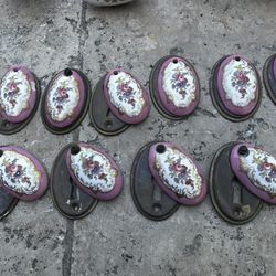 Architectural Salvage Door Hardware Lot Hand Painted  Porcelain Door Knobs