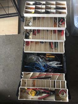 Electrician box with electrical items