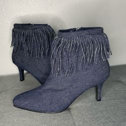 Denim Stool Heels