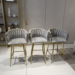  Counter Height Stools Set 6 , Velvet Bar Stools