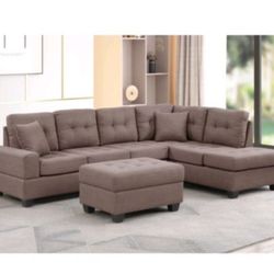 3-pc Sectional + Ottoman   With  Storage Ottoman 