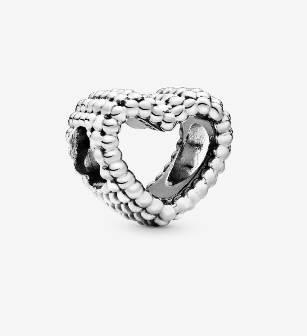 Pandora Beaded Open Heart Bracelet Charm Sterling silver gift