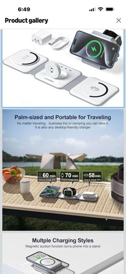 UCOMX 3 in 1 Charging Station for Multple Devices,Foldable 3 in 1 Wireless Charger for Travel,NANO Wireless Charging Station for iPhone17 16 15 14 13