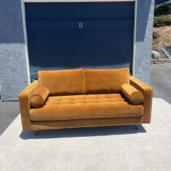 Article Sven Plush 72” Sofa – Pacific Ginger Velvet | Mid-Century Modern Sofa - Free Delivery! 