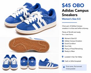 Adidas Campus Sneakers - Women's Size 8.5
