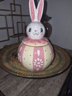Ceramic Easter Bunny Cookie Jar