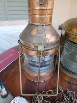 Vintage Copper and Brass Anchor Ship Lantern