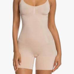SHAPERX Shapewear for Women Tummy Control Open Bust Thigh Slimmer Body Shaper~MEDIUM~Beige~in Package