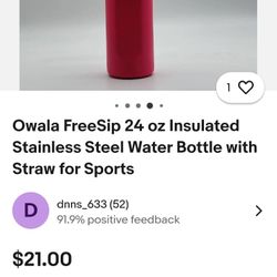 Water bottle Owala - Rose Red-  24oz - Stainless Steel