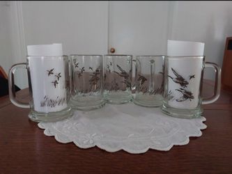 Vintage Avon Glass Mugs, Geese Design