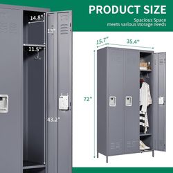 3 Doors Metal Storage Locker for Employee,72" Sports Staff Lockers Steel Tall Locker Cabinet with Shelves and Hooks Wide Clothes Cabinets for Office S