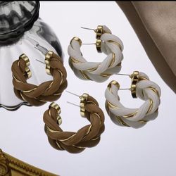 Fashion Leather Twisted Round Hoop Earrings Female Korean PUGeometric Circle Wedding Earrings Charm Jewelry Gift