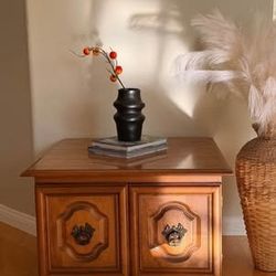 Vintage Solid Wood End Table / Storage Cabinet – Sturdy & Well-Made