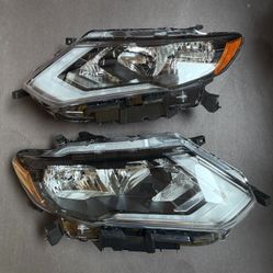 Pair 2017 2018 2019 Nissan Rogue Halogen w/LED DRL Headlights Headlamps Assembly Left Right Side