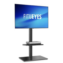 Height Adjustable Black Floor TV Stand for TVs up to 60” with Swivel Mount