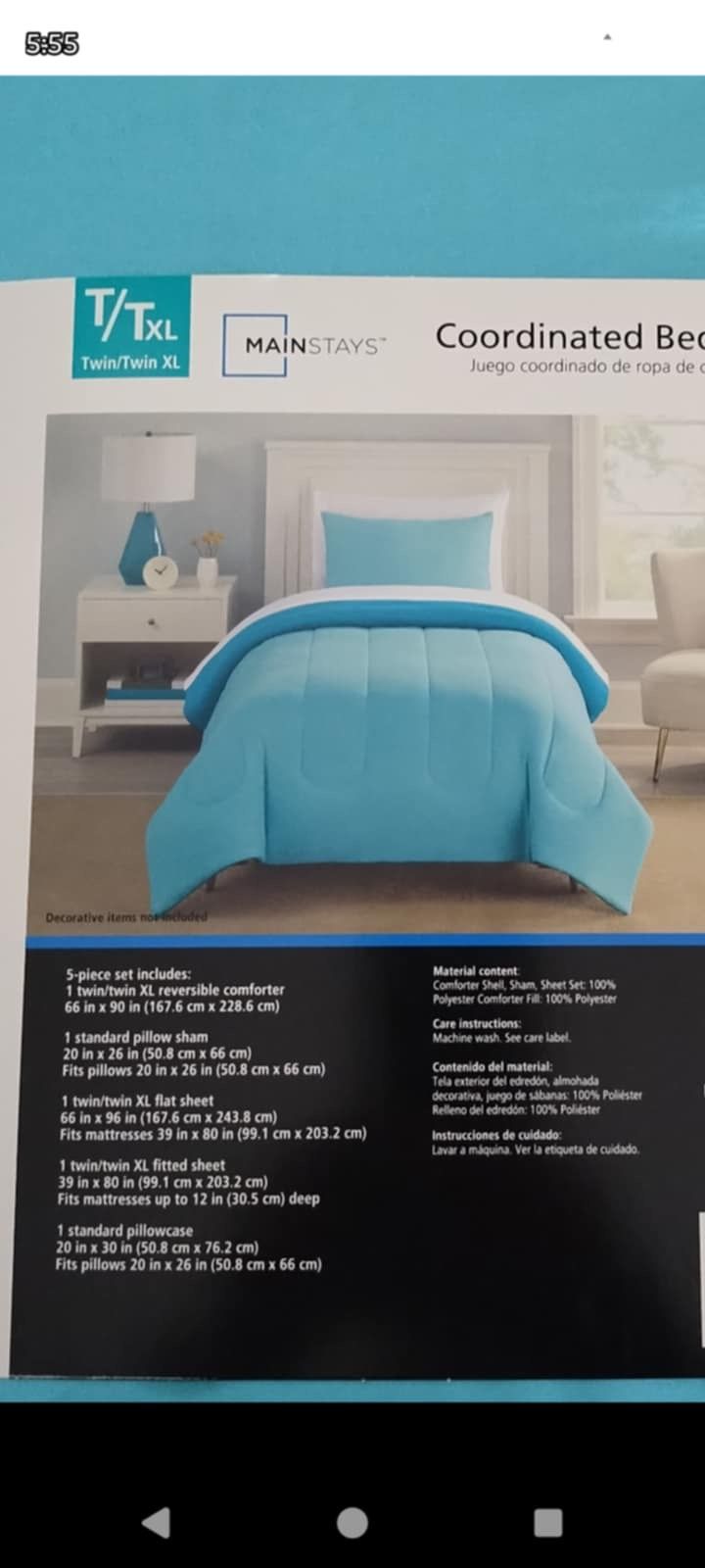 5 Pcs. Ropa De Cama Individual