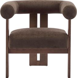Christopher Knight Home Rones Modern Velvet Upholstered Accent Chair, Wooden Living Room Club Chair with Curved Backrest, Minimalist Bedroom Comfy Rea