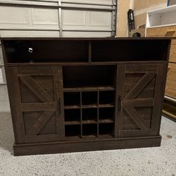 Buffet Storage Cabinet Farmhouse Sideboard with 9 Bottle Wine Rack and 2 Door Cabinets (D As Shown)