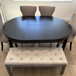 Full convertible dining table set Including 4 chairs w/ covers and bench