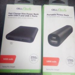 BOTH BRAND NEW! SEALED! NEVER Opened! Power Banks PORTABLE CHARGERS! VERY FAST Charging ON THE GO!
