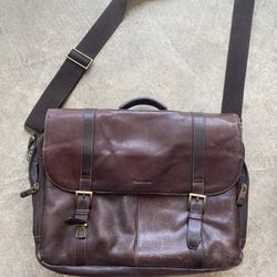 Samsonite Leather Flap-Over Messenger Bag