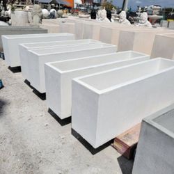 Concrete Large Rectangular Planters / Cement Backyard Patio Garden Planter Pots