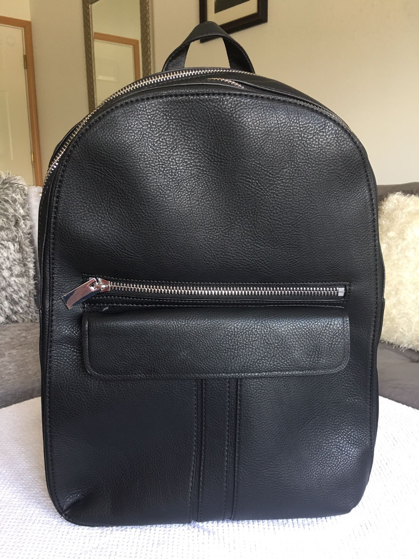 Zara Backpack Black Leather New