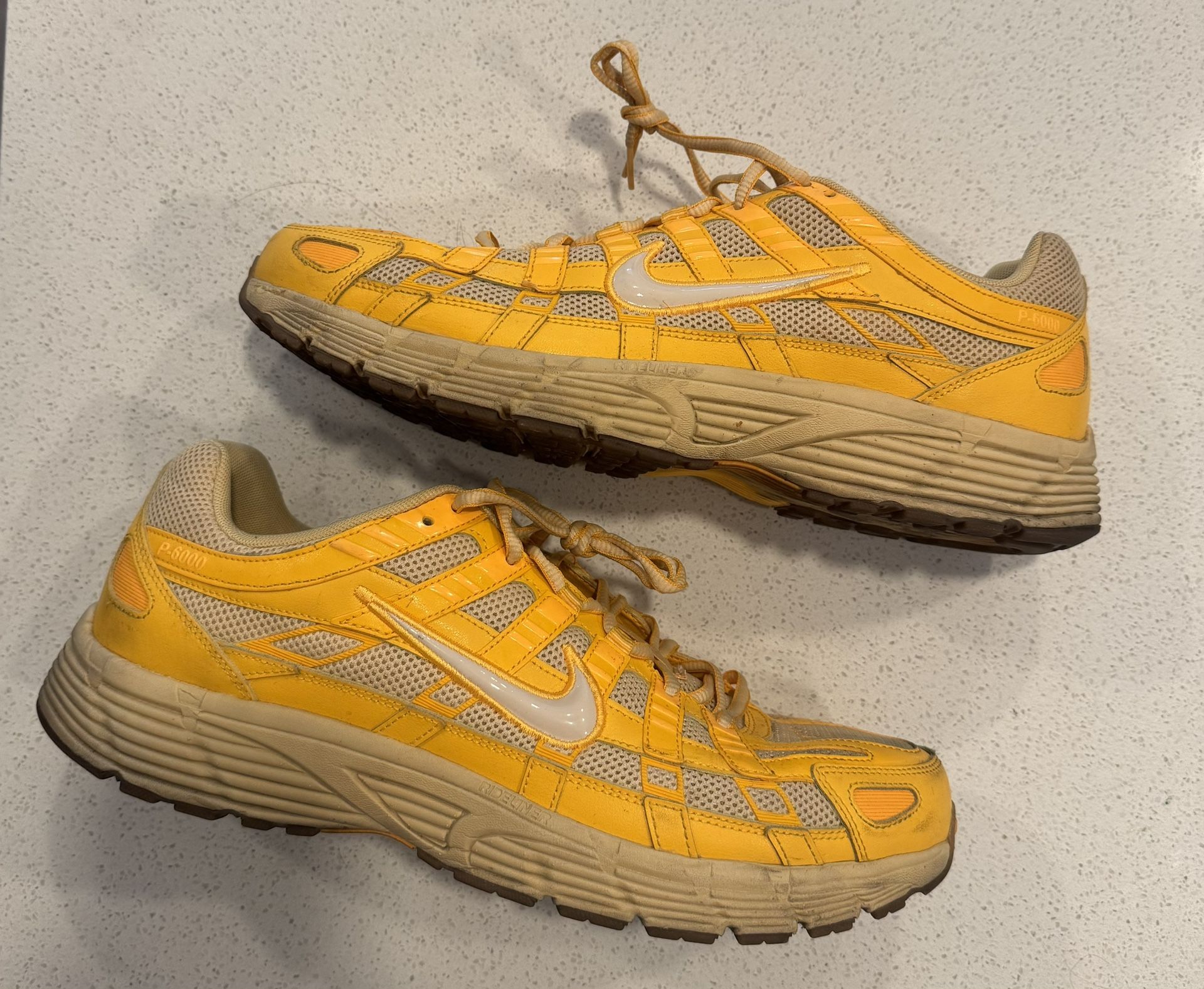 size 14 nike p-6000 sesame university gold 