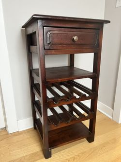 Dark Wooden Wine Rack Standing Storage Furniture