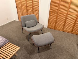 Burrow Vesper Lounge Chair with ottoman and pillow