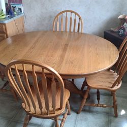 Clawfoot Amish Oak Pedestal Kitchen Table 48 X72