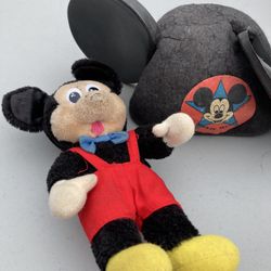 Disney Mickey Mouse Doll 8”And Ears Hat Kids~Vintage