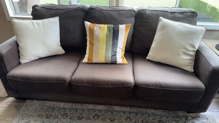 Modern Dark Charcoal/Brown Sleeper Sofa with Pull-out Bed