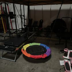 40" Kids Saucer Tree Swing Waterproof Web Swing Outdoor Colorful Swing Sets 700 lb Weight Capacity with 2 Adjustable Hanging Ropes Backyard The tree s