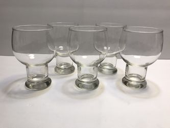 Vintage Set of 5 Federal Glass Clear Beer Glasses Mid Century Modern