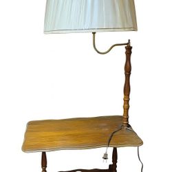 Vintage End Table With Working Lamp 