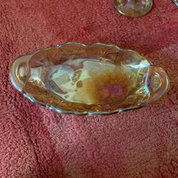 Vintage Carnival Glass Oval Bowl
