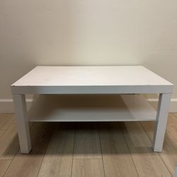 White Coffee Table with Lower Shelf – Simple & Modern 