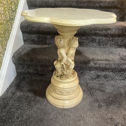 Vintage 1960 Italian Marble Heavy top with base nite stand / 22” high, 20” circumference