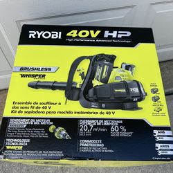 Ryobi backpack blower with 2 batteries and charger