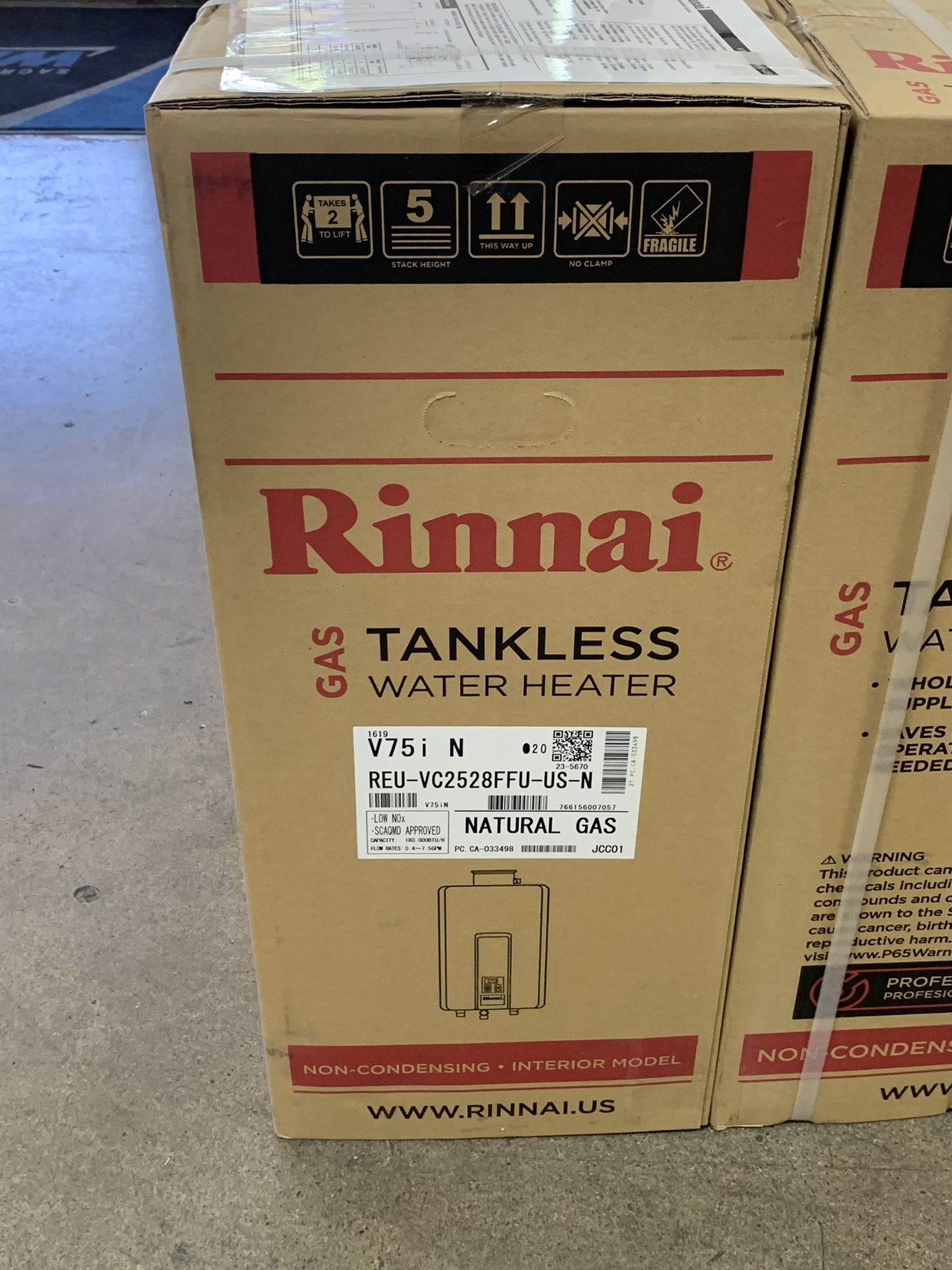 Rinnai V75in Indoor Tankless Natural Gas Water Heater (NEW)
