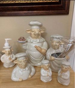 Ceramic Chef Pig Kitchen Set