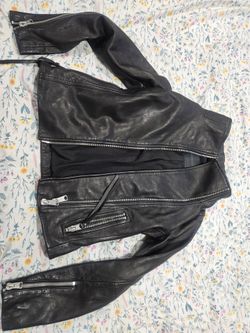 All Saints Ellis Biker Leather Jacket Women's Size 0